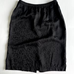 Vintage Marshall Field's BLack Silk Skirt Floral Print